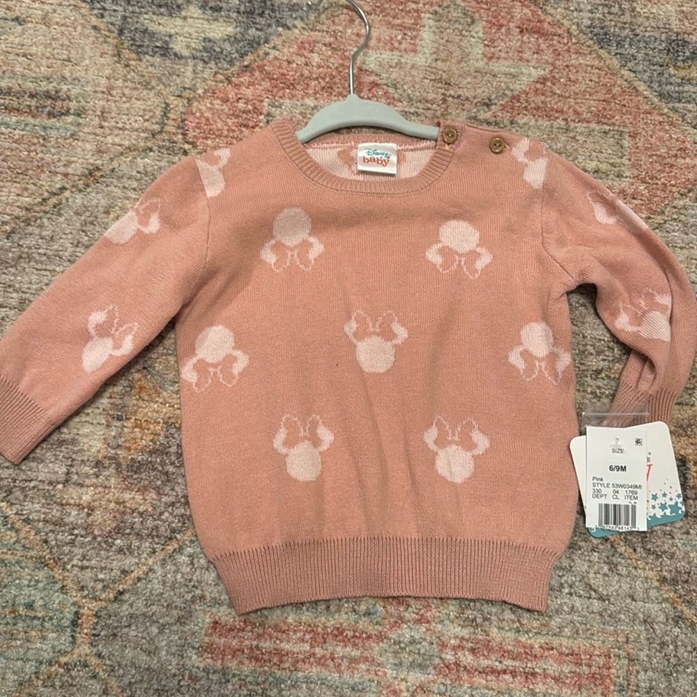 Disney baby light pink knit sweater size 6/9 months‎